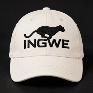 Cream Cap with Black Embroidered Logo